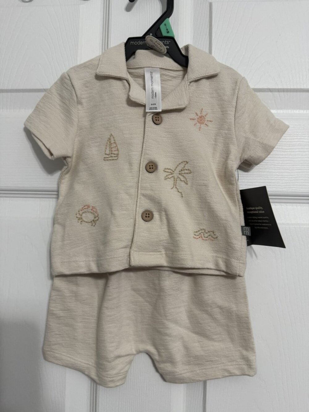 Modern Moments Baby 2-Piece Set Coastal Embroidered 6-9M